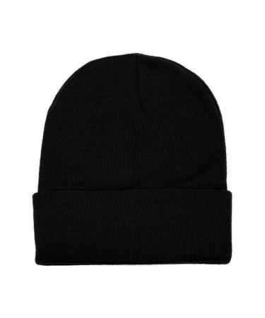 Gelante Unisex Winter Beanie Cuffed Knit Warm Hat Black