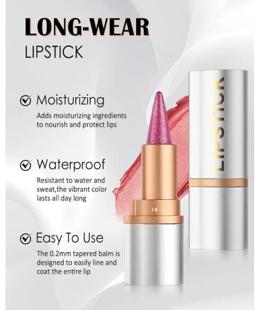 Crayon a Levre Paillet Rose Dor Nourishing Rouge L vres Longue Tenue Effet Paillettes M talliques Waterproof Lip Liner & Lipstick 2-in-1 Crayon Levre Sans Transfert Tr s Pigment pour Femme-01 01# Rose Dor  - Buy Online on GoSupps.com