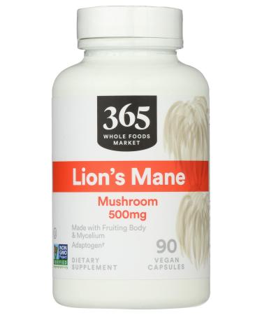 365 by Whole Foods Market Lion's Mane Mushroom 500mcg Vegan 90 Count 90 Count (Pack of 1)