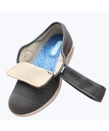 Comfortable Neuropathy Shoes for Men - Breathable Diabetic Shoes with Adjustable Strap Extra Wide Fit for Elderly Walking - Size 10.5 Brown - Buy Online on GoSupps.com