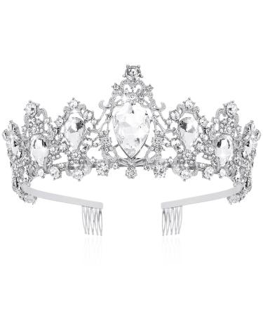 CHANACO Silver Crown Birthday Crowns for Women Tiaras for Girls Princess Crown Rhinestones Tiara Queen Crown for Wedding/Prom/Halloween