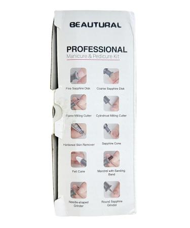 Beautural Electric Manicure Pedicure Set | Professional Nail Miller with 10 Attachments & LED Light - Gray | Ultimate Nail Care for Hands & Feet - Buy Online on GoSupps.com