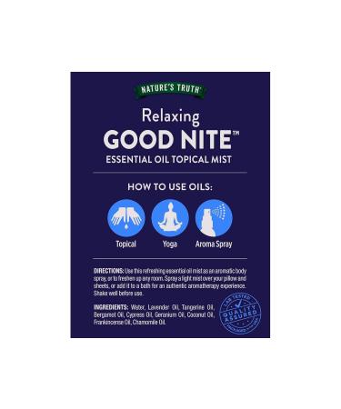 Nature's Truth Good Nite Essential Oil Topical Mist Calming Blend Yoga & Aroma Spray 2.4 FL OZ - 2 Pack - Buy Online on GoSupps.com