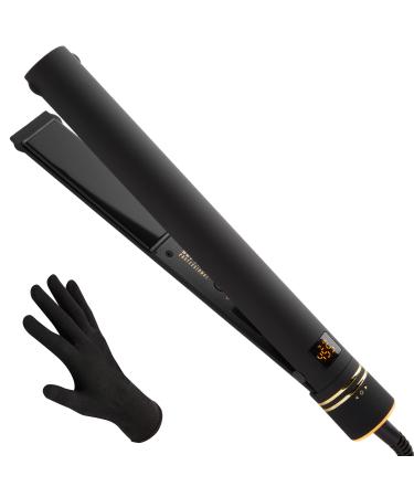 Hot Tools Pro Artist Black Gold Evolve Ionic Salon Hair Flat Iron | Long-Lasting Finish for Straightening Hair, (1-1/4 in) 1.25 Inch (Pack of 1)