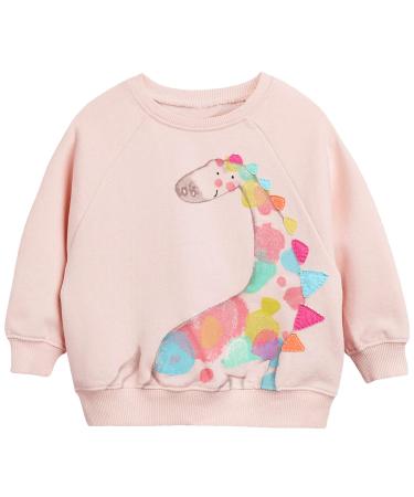 DHASIUE Baby Girls Unicorn Sweatshirt Jumper T-Shirt Cute Long Sleeved Tops Casual Cotton Tee Shirts Kids Toddler Clothes Age 1 2 3 4 5 6 7 Years 1-2 Years 01# Dinosaur/Pink