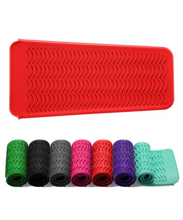 ZAXOP Resistant Silicone Mat Pouch for Flat Iron Curling Iron Hot Hair Tools.(Red)