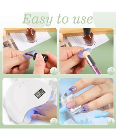 17 in 1 Nail Sponges & Double-Head Ombre Brush Set for Gel Nails - Purple | 16 Replacement Heads - Buy Online on GoSupps.com