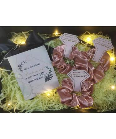 Satin Bridesmaid Scrunchies 12 Pack - White & Rose Gold Hair Ties for Bachelorette Party Favors and Bridal Wedding Parties - Buy Online on GoSupps.com