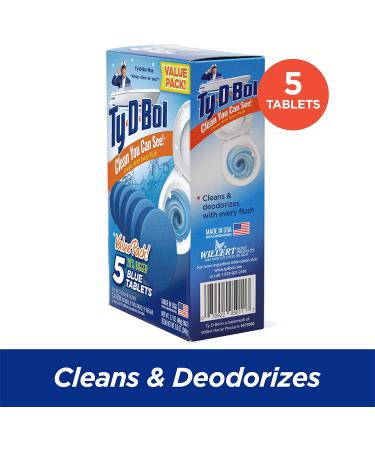 Ty-D-Bol Toilet Cleaner - 5 Blue Tablets for Toilet and Bathroom Deodorizing - Easy to Use Single Pack - Buy Online on GoSupps.com
