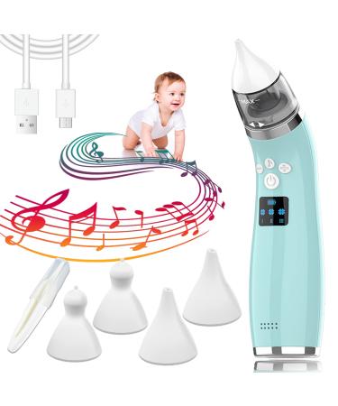 Baby Nasal Aspirator, Holnkme Electric Nose Suction with 4 Silicone Nose Tips for Infants with 3 Levels of Suction&Music Soothing Function Rechargeable Portable for Newborns and Toddlers