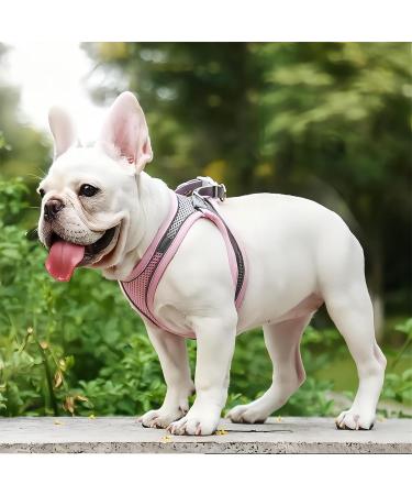Giapinst Dog Harness for Small Dogs - No Pull Adjustable Pet Safety with Breathable Mesh & Reflective Stripes - Medium Size (S Chest 14-17.3) - Pink & Gray - Buy Online on GoSupps.com