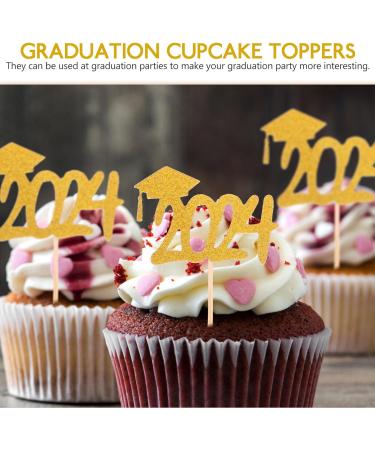 BESTonZON 10 Pack 2024 Graduation Cupcake Toppers Glitter Graduation Cupcake Picks 2024 Grad Cap Graduation Theme Party Cupcake Decorations - Buy Online on GoSupps.com
