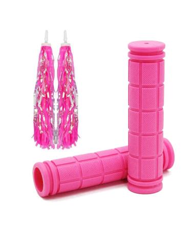 YOROZUCERY Bike Handlebar Grips with Tassel Streamers, Non-Slip Soft Rubber Bike Handle Grips for Kids and Girls Boys, Mountain Bike MTB BMX Scooter Cruiser Bicycle Repair Replacement Parts Pink with Tassel - Buy Online on GoSupps.com