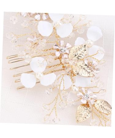 DOITOOL Floral Hair Comb Rhinestone Gold Hair Comb Pearl Hair Comb Gold Hair Comb Wedding Gold Leaf Hair Comb Tiara Wedding Hair Comb Wedding Dress Bride Flower Crystal - Buy Online on GoSupps.com