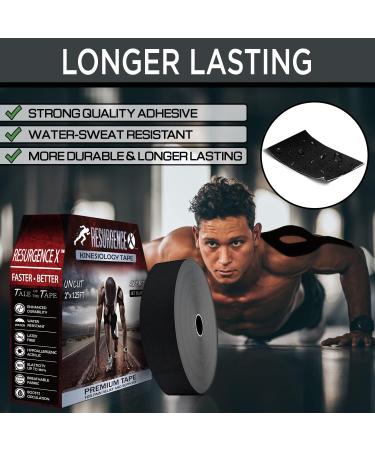 Finest Kinesiology Recovery Tape - 125 FT for Pain Relief | Water Resistant & Skin Friendly | Jet Black - Buy Online on GoSupps.com