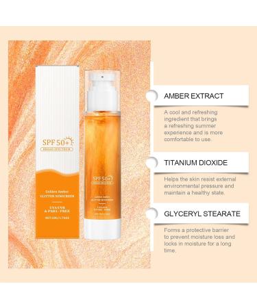  Fravsiu Shimmer Sunscreen SPF 50+ Moisturizing Sun Cream Lightweight Facial Lotion Hydrating Formula 50g Tube for Women Men Outdoor Protection Daily More - Buy Online on GoSupps.com