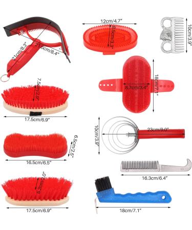 BREUAILY Horse Grooming Kit 10pcs Professional Horse Soft Massage Brush Kit Portable Horse Cleaning Tool Kit Horse Hair Brush Curry Comb Hoof Pick for Horse Cow Pony - Buy Online on GoSupps.com