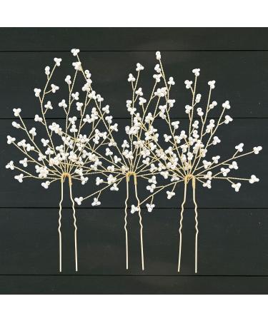 PRETTYLIFE 3Pcs White Pearl Wedding Hair Pins - Bridal Hair Accessories for Women and Flower Girls - Buy Online on GoSupps.com