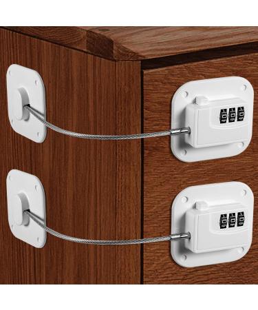 Yosemy child lock Cabinet lock Refrigerator lock with digital password without drilling 2 piece of refrigerator lock for drawers cupboards fridge drawer (white) white 2