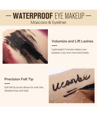 UCANBE Set Mascara et Eyeliner Maquillage des Yeux Couleur Imperm able Mascara pour des Cils Naturels Durables et Recourb s Eyeliner R sistant aux Bavures et Non-Transf rable (Rouge Baie) - Buy Online on GoSupps.com
