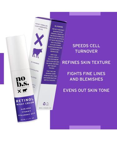No B.S. Vitamin C + E Serum & Retinol Night Cream Duo - Vegan Skin Care for Men & Women | Hyaluronic Acid Aloe Vera | 1 FL Oz Each - Buy Online on GoSupps.com