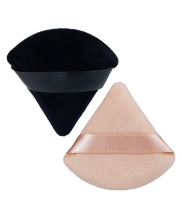 PROUSKY 2 Pieces Triangle Powder Puffs Black Skin Soft Makeup Velour Puff for Pressed Powder Loose Powder Cotton Mini Powder Puff for Face Cosmetic Foundation Sponge Mineral Powder Dry Makeup 6 Pieces Triangle Black Skin