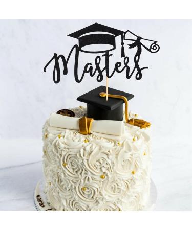 Arthsdite 1Pc Masters Cake Topper 2024 Graduation Cake Topper Congrats Grad Cake Decorations Masters Graduation Party Decorations Supplies - Black Glitter Black Masters Cake Topper - Buy Online on GoSupps.com