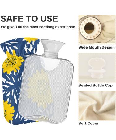 Floral Hot Water Bottle 1L - BPA Free Small Hot Water Bag for Pain Relief & Hot/Cold Compress - Buy Online on GoSupps.com