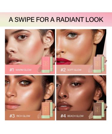 Buy Bronzer Stick - 4 Colors - Blendable & Buildable Face Shaping Cream Contour - Long Lasting (02 Soft Glow) - International Shipping - Buy Online on GoSupps.com