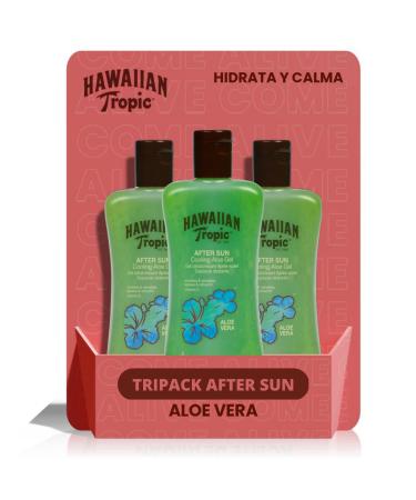 Hawaiian Tropic After Sun Gel Cooling Aloe - Aloe Vera After Sun Gel for Refreshing Lotion Pack 3 Units x 200 ml