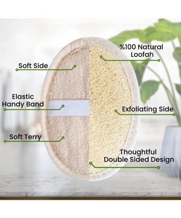 Exfoliating Loofah Pad Body Scrubber - 100% Natural Luffa & Terry Cloth | Spa-Quality Shower Sponge for Men & Women | Cellulite Massage Tool - Buy Online on GoSupps.com