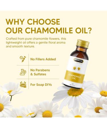 Hemani Chamomile Oil (Matricaria chamomilla) 30ml - Soothing Aromatherapy Essential Oil for Relaxation Calming Ambiance Uplifting Experience Meditation Yoga Sensual Massage & Romantic Fragrance. - Buy Online on GoSupps.com