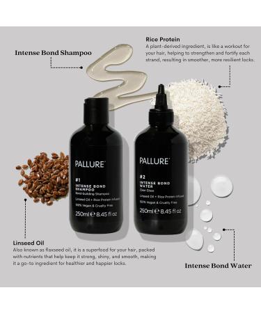 Pallure No. 1 Intense Bond Building Shampoo & No. 2 Water Duo - Thicker Voluminous Hair with Linseed Oil & Rice Protein - 250 ml - Buy Online on GoSupps.com