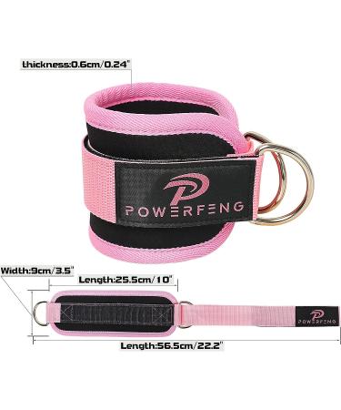 Powerfeng Ankle Strap Cable Machine - Pink Pair for Gym Glute Kickback & Leg Workout - Buy Online on GoSupps.com