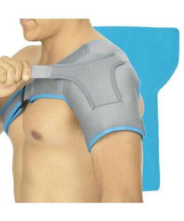 Arctic Flex Shoulder Ice Pack Brace - Cold Reusable Cool Gel Wrap, Hot Therapy - Immobilizer Compression Stability Support for Tendonitis, Dislocated Joint, Left and Right Rotator Cuff Arm Pain Relief Gray