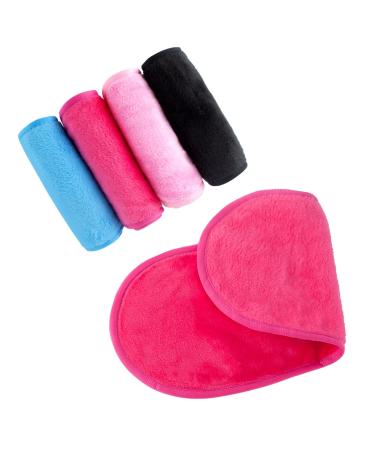 AYNKH 4 Pieces Reusable Makeup Remover Cloth Large Microfiber Facial Cleaning Towel Washable Makeup Eraser Wipes for Sensitive Skin Waterproof Mascara