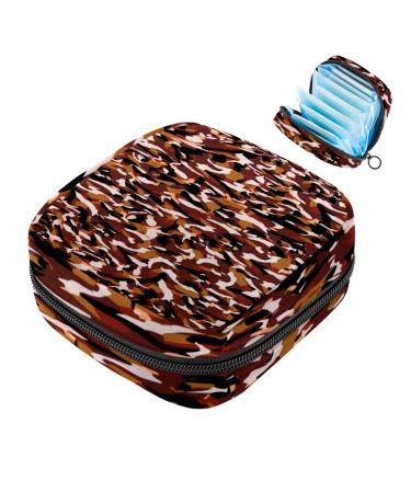Storage bags for women's bandages aesthetic brown camouflage texture portable menstrual pad pocket panty lips tampons women's bandages storage holder for women school office multicolored 08
