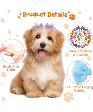 Janinka 36-Piece Dog Hair Bows | Butterfly & Flower Pearls | Elastic Ties for Pets Grooming - Buy Online on GoSupps.com