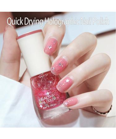 Glitter Nail Polish Nail Varnish - Glitter Pink Nail Polish for Festival - Quick Drying & Long Lasting Holographic Nail Polish - Oil-Based Formula & No Need Baking Pearl Nail Polish for Women(07 PINK) - Buy Online on GoSupps.com