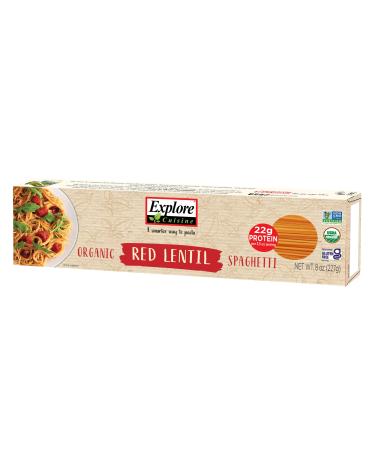 Explore Cuisine Organic Red Lentil Spaghetti - 8 oz -High in Plant-Based Protein, Gluten Free Pasta, Easy to Make - USDA Certified Organic, Vegan, Kosher, Non GMO - 4 Servings 8 Ounce (Pack of 1)