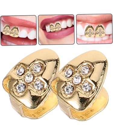 ifundom 2pcs Grills Gold Decor Grill for Teeth Shiny Mouth Grill Decorate Men and Women Gem The Cross - Buy Online on GoSupps.com