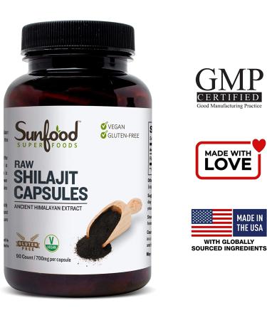 Sunfood Raw Shilajit Capsules - 700 mg | 90 Count for Energy & Vitality - Buy Online on GoSupps.com