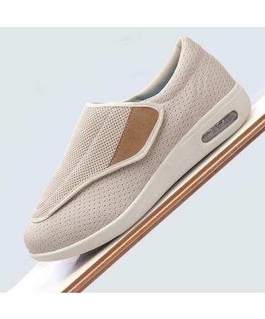 Adjustable Diabetic Shoes for Men - Lightweight Slippers with Air Cushion and Breathable Mesh - Beige, Size 11 - Buy Online on GoSupps.com