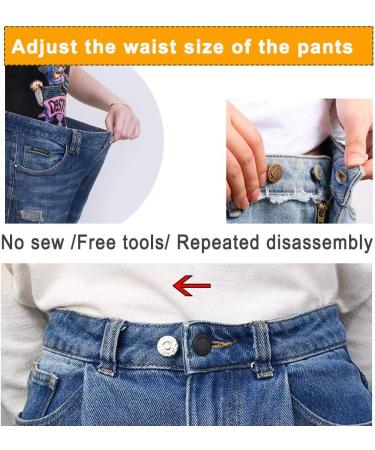 Instant Jean Button Pins for Pants - No Sew, No Tools Needed | 4 Sets Replacement Buttons | Easy Installation, Reusable & Adjustable - Buy Online on GoSupps.com
