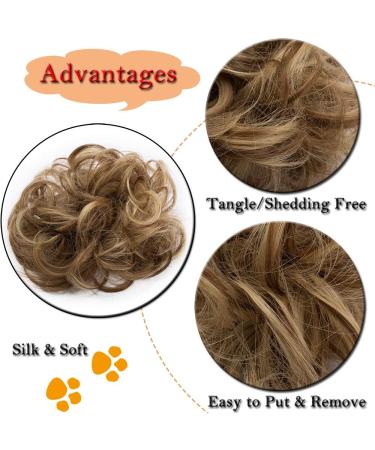 Light Brown & Ash Blonde Messy Updo Scrunchie Hair Bun Extension - Curly Hair Ribbon Ponytail Chignon - Buy Online on GoSupps.com