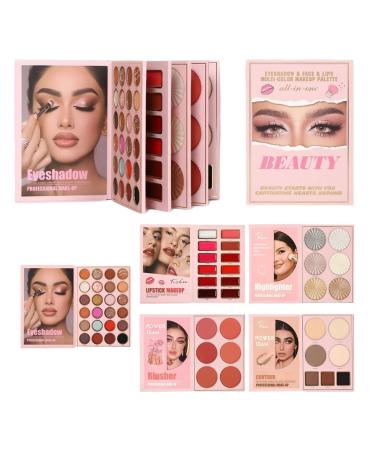 Book Shape Makeup Palette | 55 Colors Glitter Long Lasting - Colorful Blush Face Eye Makeup Palette - For Women Girls Teens Birthday Christmas Party Holiday Wedding Appointment