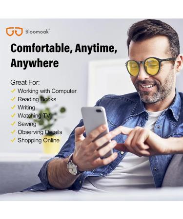 Bloomoak 99.9% Blue Light Blocking Glasses | Reading & Gaming | Relieve Eye Fatigue & Improve Sleep | Yellow Reading Glasses 3.0x - Buy Online on GoSupps.com