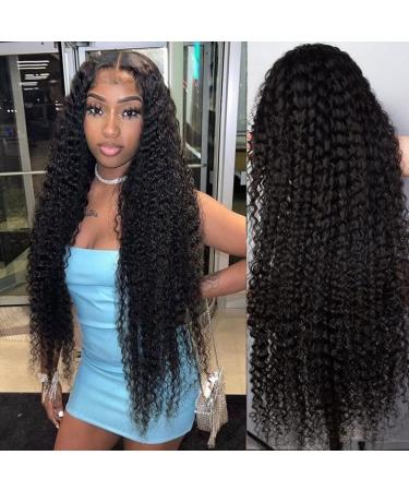 Aliglossy Deep Wave Lace Front Wig Human Hair 13x4 Curly Lace Frontal Wigs for Black Women Human Hair Pre Plucked with Baby Hair 180 Density Kinky Curly Wet and Wavy Glueless Wigs Human Hair (22 Inch) 22 Inch 13x4 Lace F...