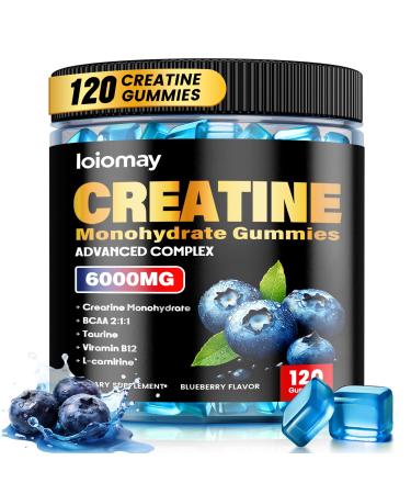 Creatine Monohydrate Gummies for Men & Women 5g Vegan Creatine Gummy with Taurine for Build Muscle Boost Energy & Strength Blueberry Flavor Chewable Sugar-Free Pre Workout Supplements 120 Count