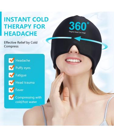KINSCO Migraine Relief Cap - Cold Hot Compress for Headache Relief & Swelling - Cooling Eye Mask - Black - Buy Online on GoSupps.com